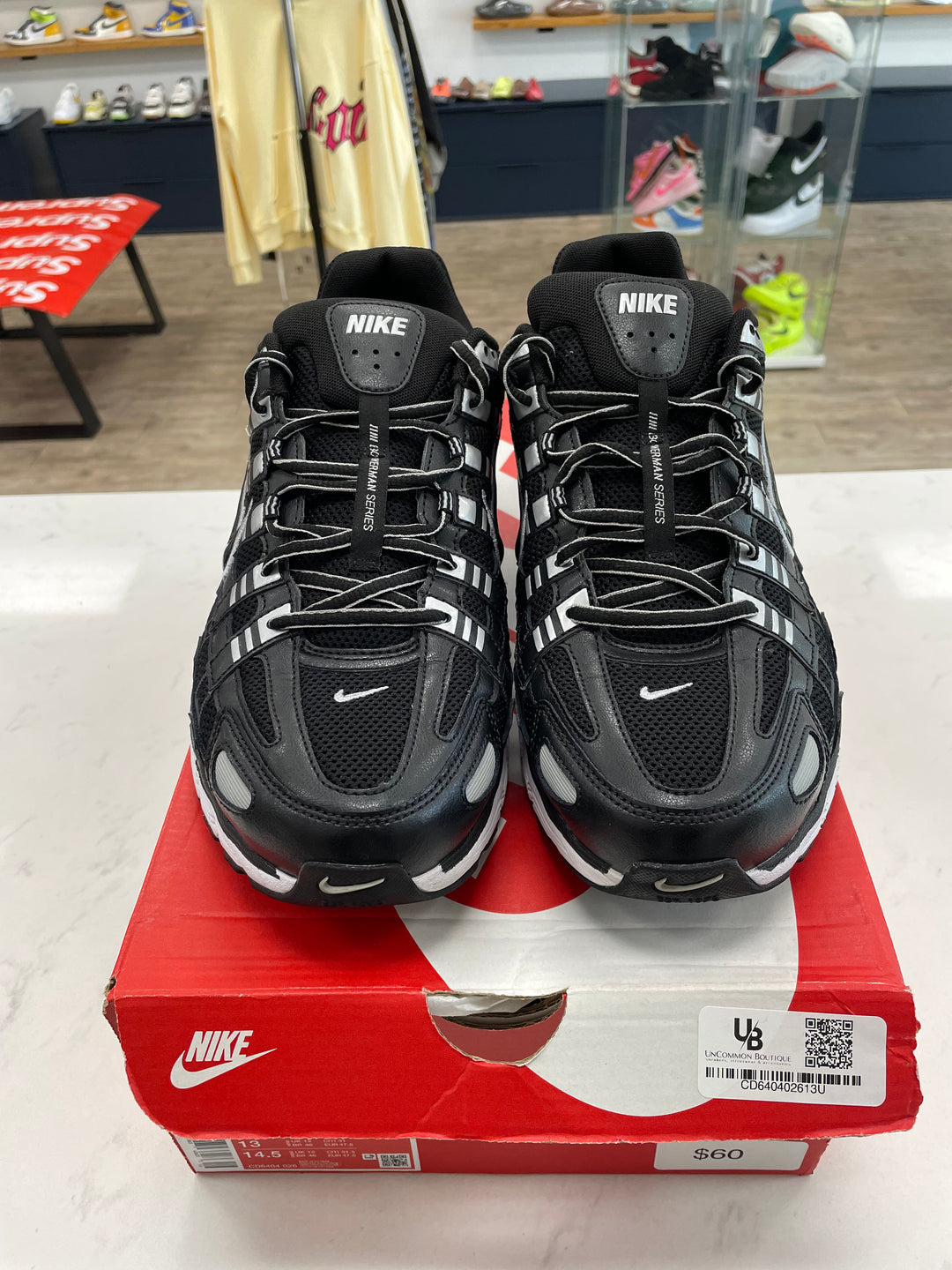 Nike P-6000 Black White Metallic Silver - Worn