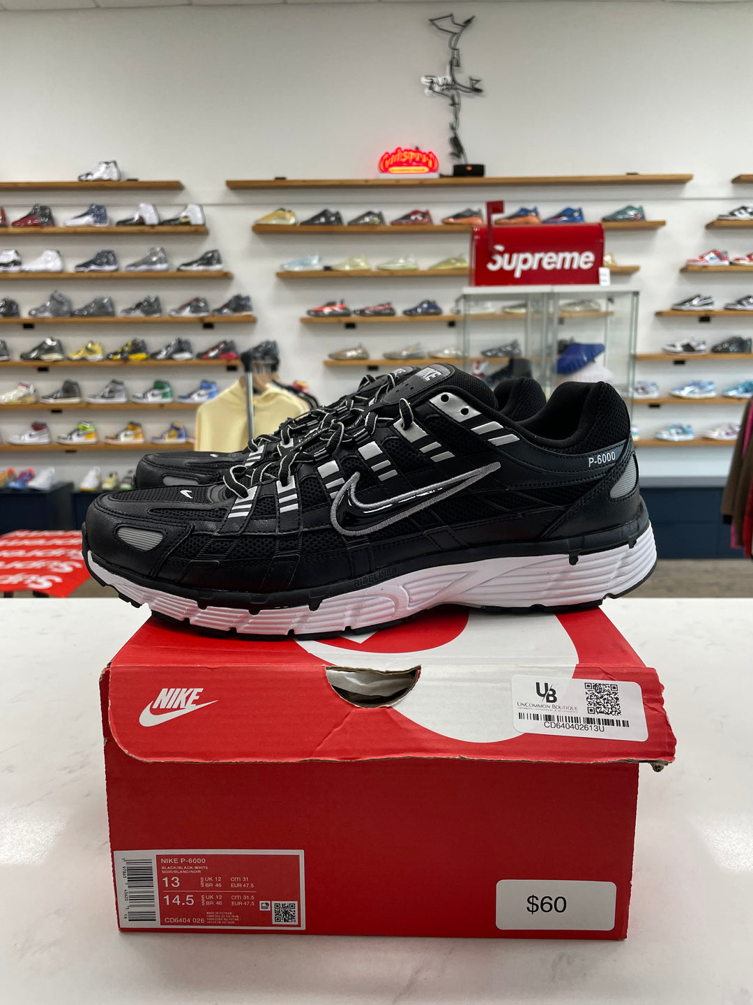 Nike P-6000 Black White Metallic Silver - Worn