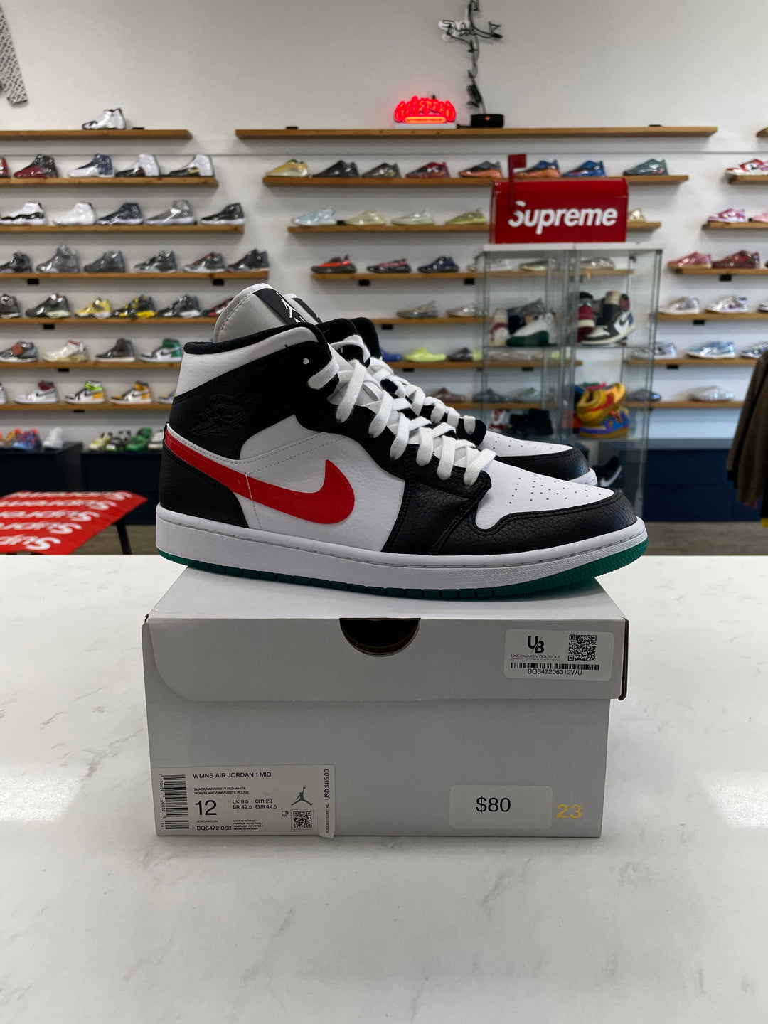 Jordan 1 Mid Alternate Swooshes Red Yellow (Women's) - Worn