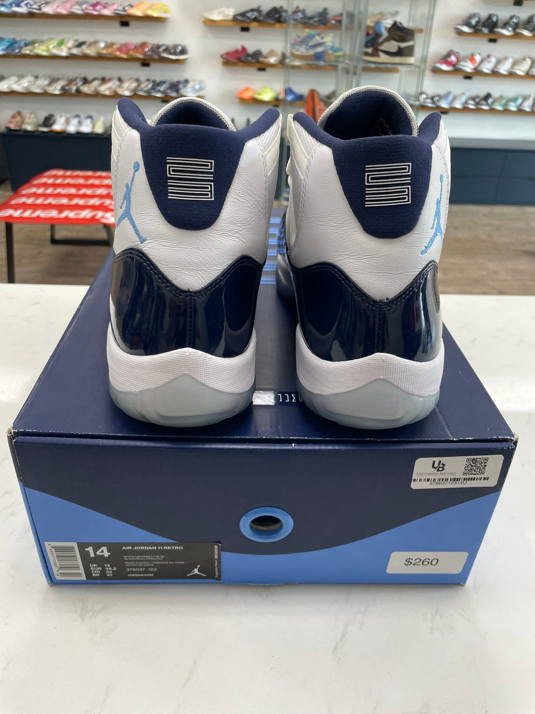 Jordan 11 Retro UNC Win Like 82- Worn