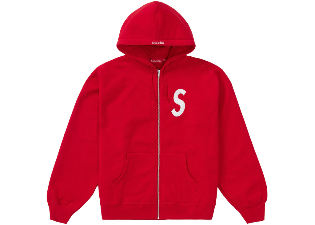 Supreme S Logo Zip Up Hooded Sweatshirt Red – UnCommon Boutique