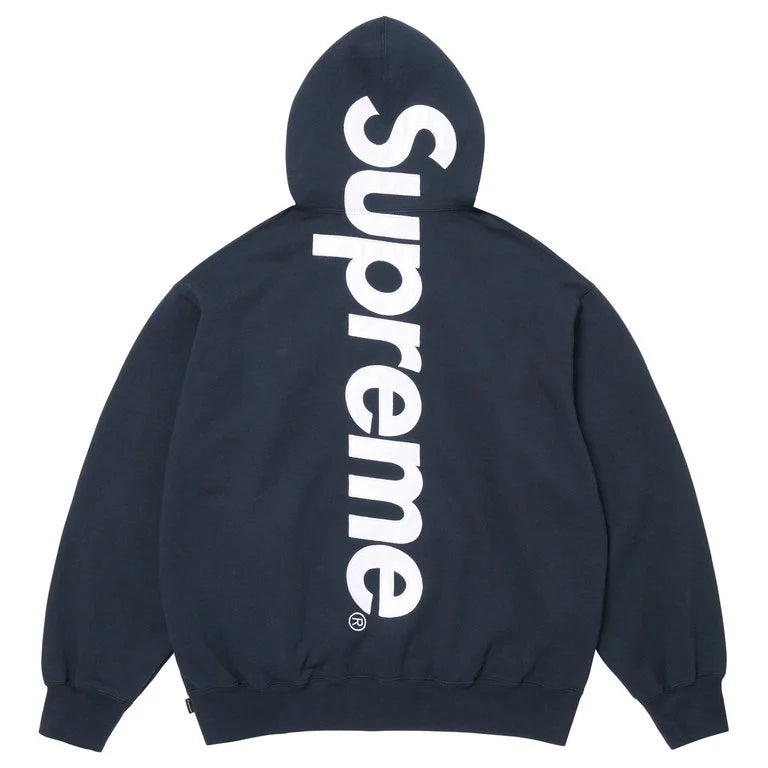 Supreme Satin Applique Logo Hooded Sweatshirt Navy