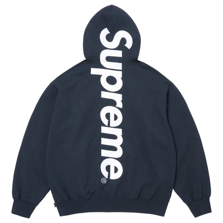 Supreme Satin Applique Logo Hooded Sweatshirt Navy