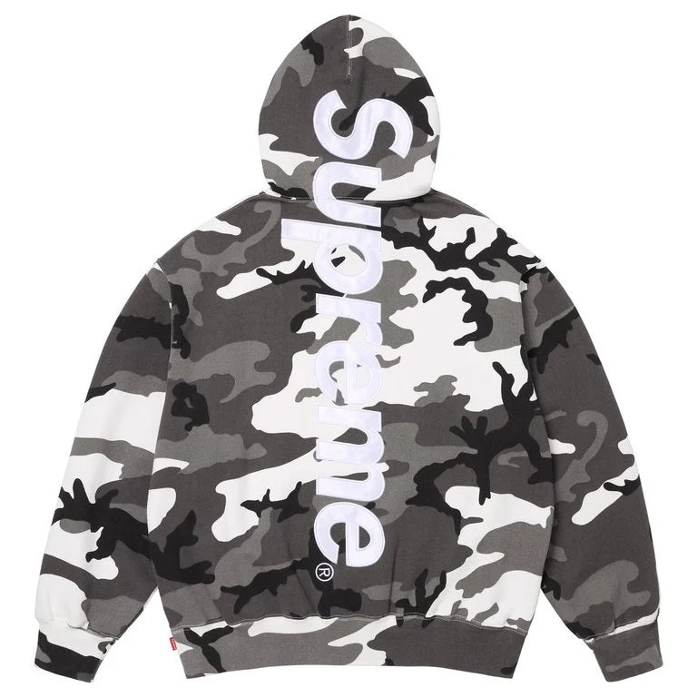 Supreme Satin Applique Logo Hooded Sweatshirt Snow Camo