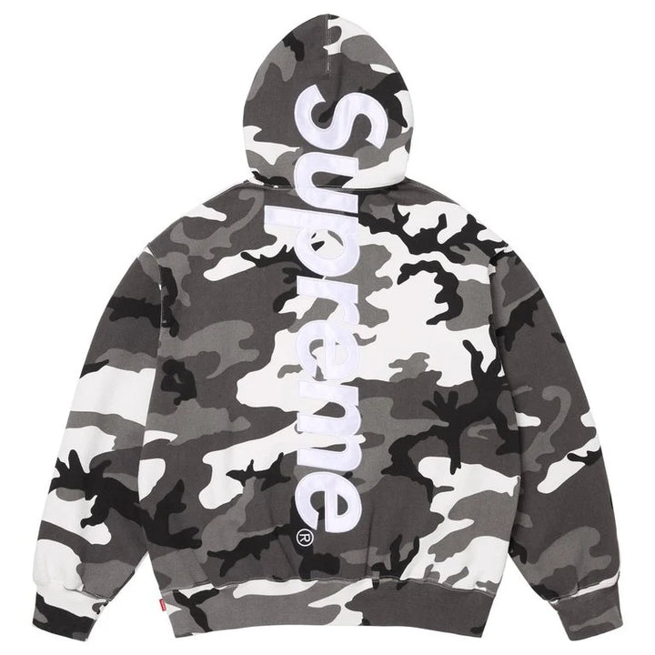 Supreme Satin Applique Logo Hooded Sweatshirt Snow Camo