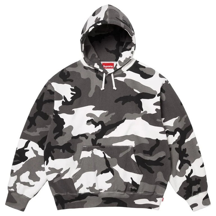 Supreme Satin Applique Logo Hooded Sweatshirt Snow Camo