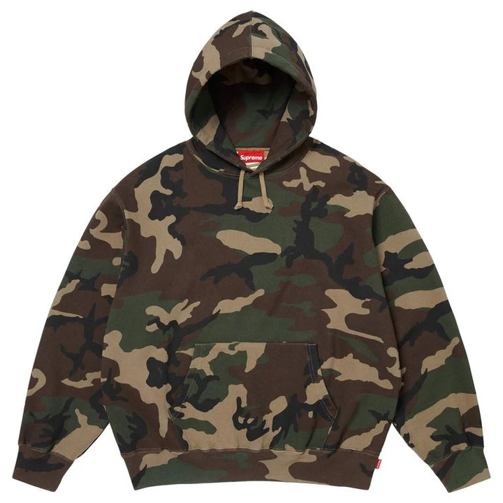 Supreme Satin Applique Logo Hooded Sweatshirt Camo