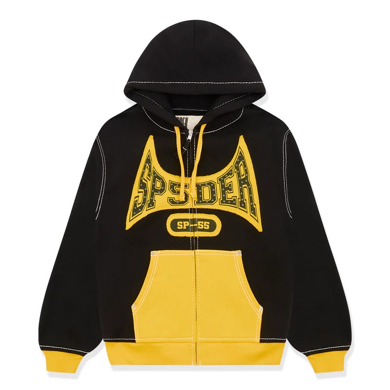 Sp5der Black T&F Zip Up Hoodie