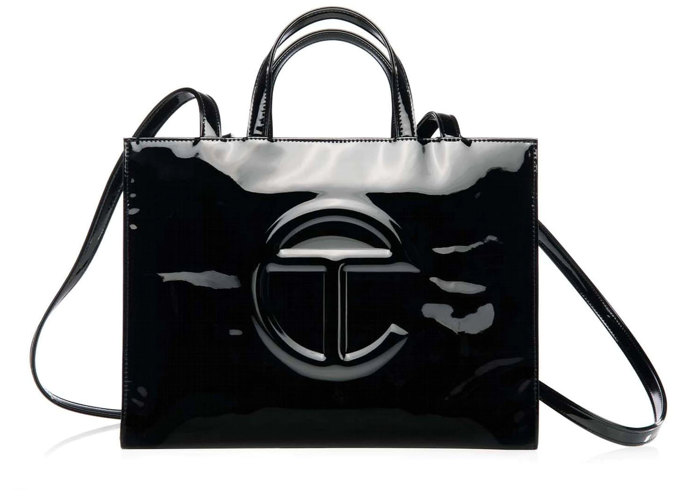 Telfar Medium Patent Shopping Bag Black