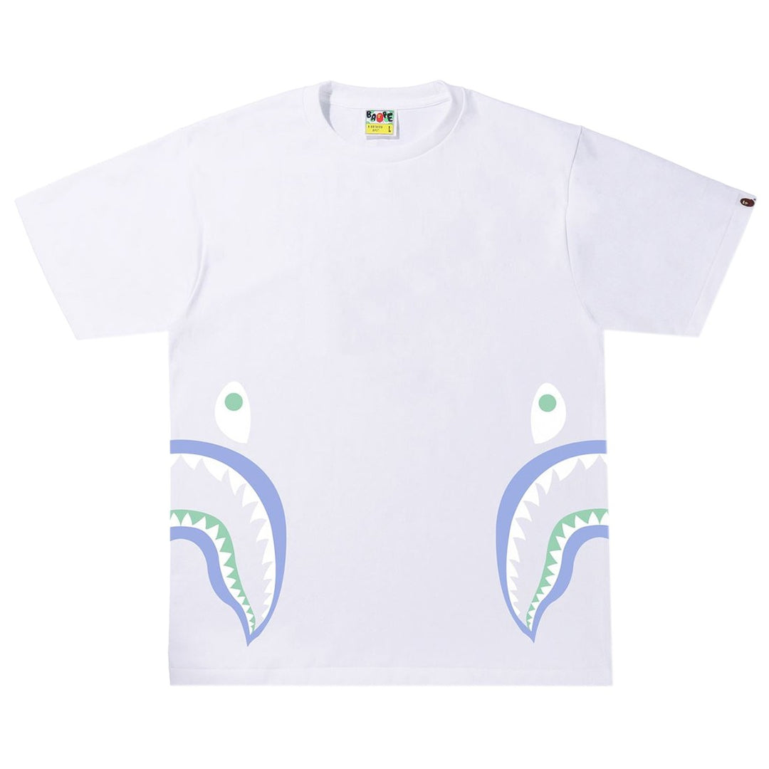 BAPE GLOW IN THE DARK SIDE SHARK TEE WHITE